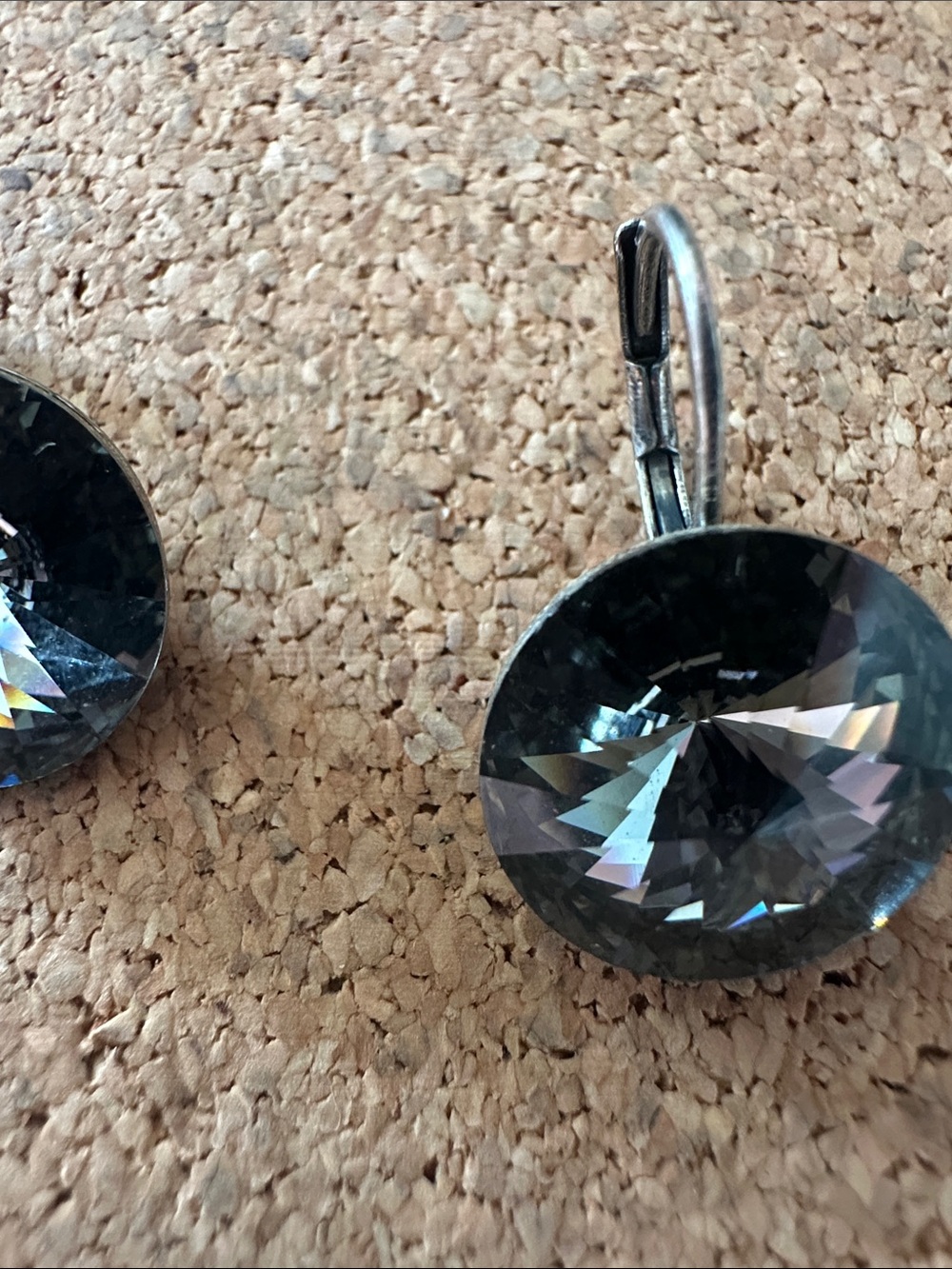 Rivoli Faceted Black Diamond Swarovski Crystal Drop Leverback Earrings - Picture 2 of 9